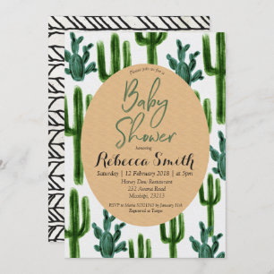 Cactus Greenery Baby Shower Invitation Modern