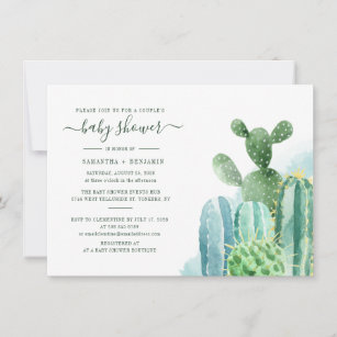 Cactus Greenery Botanical Boho Baby Shower Invitation
