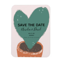 Cactus Hand Drawn Heart Hoya Plant Save the Date