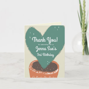 Cactus Heart Plant Fiesta Birthday Thank You Card