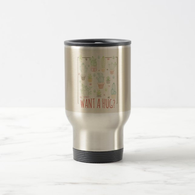 Cactus Hug  Travel Mug (Center)
