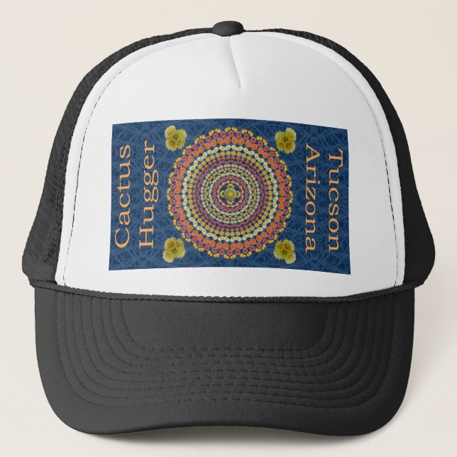 Cactus Hugger Hat with Barrel Cactus Mandala 2 (Front)