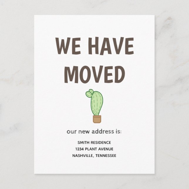 Cactus in a Pot We have Moved Announcement Postcard (Front)