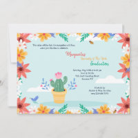 Cactus in Bloom Graduation Invitation