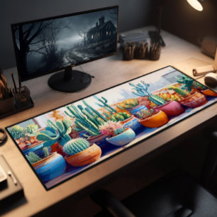 Cactus In Clay Pots Desk Mat