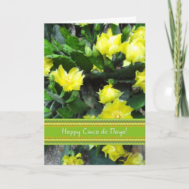 Cactus in Full Bloom Cinco de Mayo Card (Front)