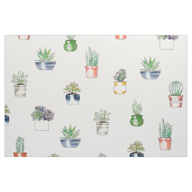 Cactus in planters seamless pattern fabric (Fat Quarter)