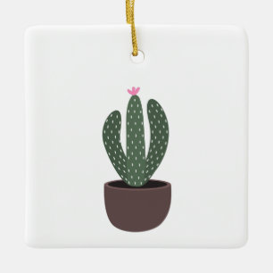 Cactus in pot ceramic ornament