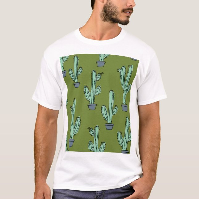 Cactus in Pot Illustration T-Shirt (Front)