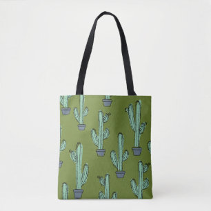 Cactus in Pot Illustration Tote Bag