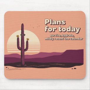 Cactus in Sunglasses Retro Desert Mouse Pad