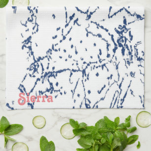 Cactus Inspired Abstract Blue Kitchen Towels