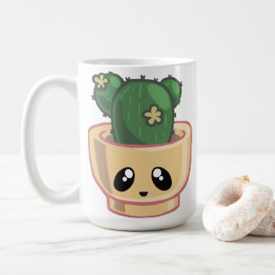 Cactus Kawai Green Succulent Watercolor Plant Coffee Mug