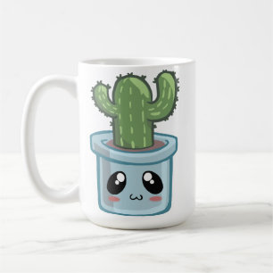 Cactus Kawai Green Succulent Watercolor Plant Coffee Mug