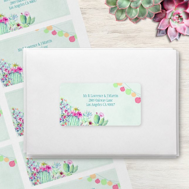 Cactus Lantern Fiesta Succulents Wedding Label (Creator Uploaded)