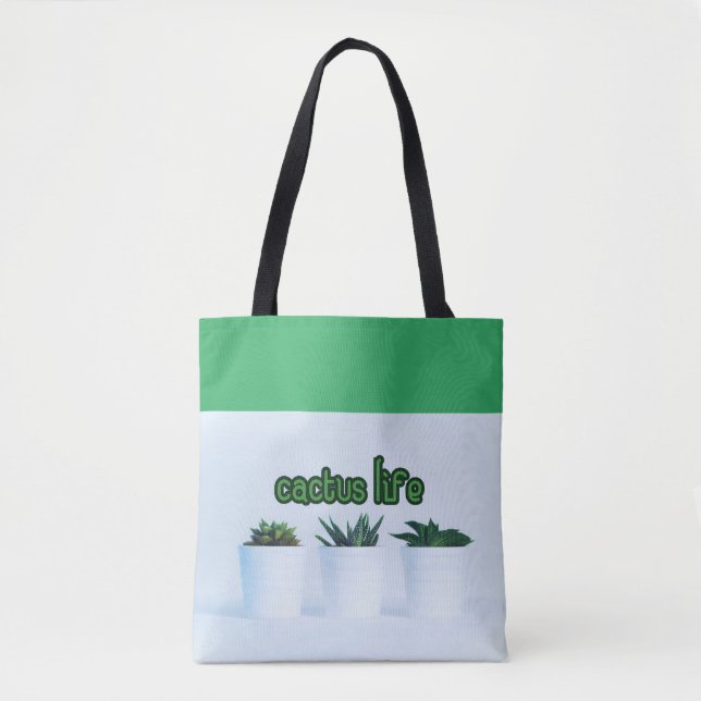 Cactus Life Potted Succulents Tote Bag (Front)