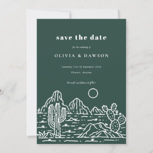 Cactus Line Art Desert Photo Save the Date Invitation