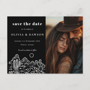 Cactus Line Art Desert Photo Save the Date   Postcard
