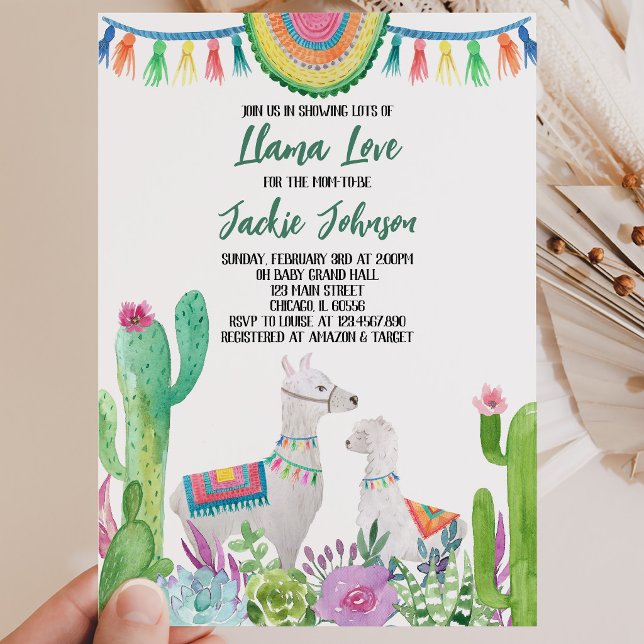 Cactus Llama Baby Shower Invitation (Creator Uploaded)