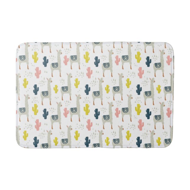 Cactus & Llamas Pattern Bath Mat (Front)