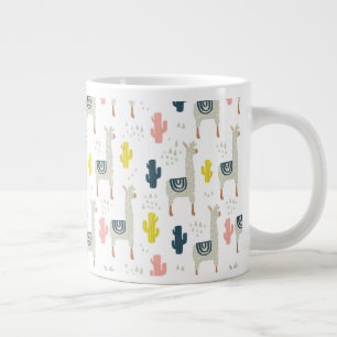 Cactus & Llamas Pattern Large Coffee Mug