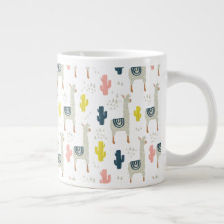 Cactus & Llamas Pattern Large Coffee Mug