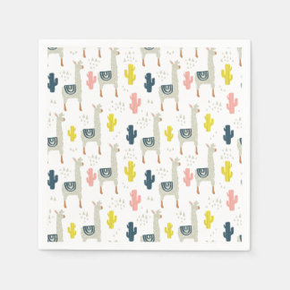 Cactus & Llamas Pattern Napkin