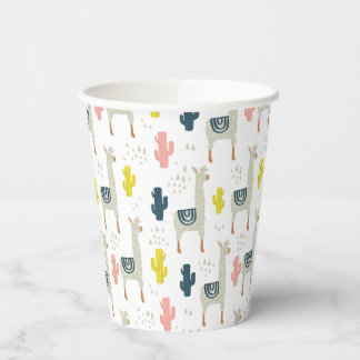 Cactus & Llamas Pattern Paper Cups