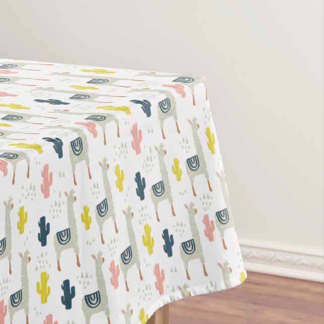 Cactus & Llamas Pattern Tablecloth (In Situ)