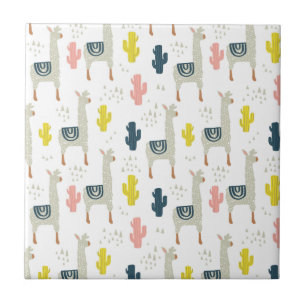 Cactus & Llamas Pattern Tile