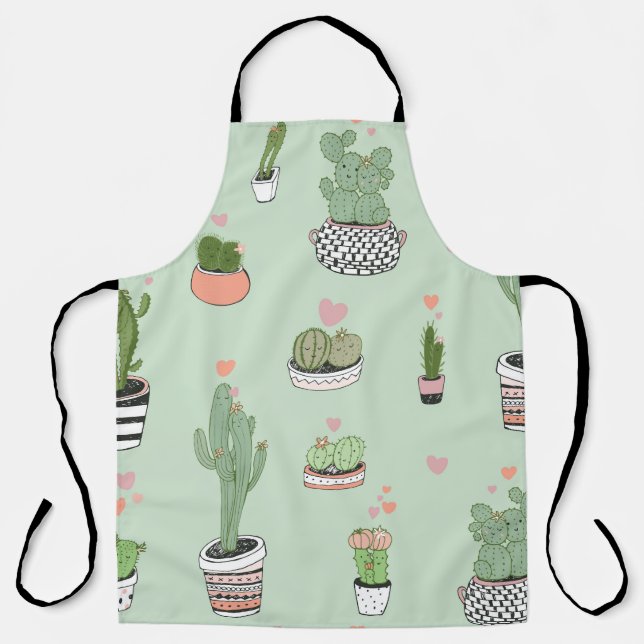 Cactus Love: Cute Cartoon Pattern. Apron (Front)