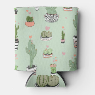 Cactus Love: Cute Cartoon Pattern. Can Cooler
