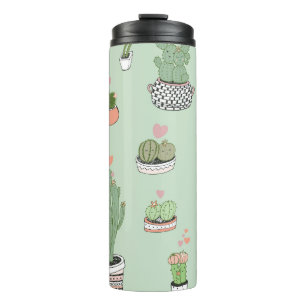 Cactus Love: Cute Cartoon Pattern. Thermal Tumbler