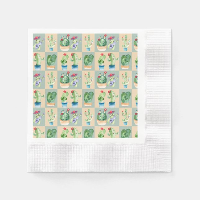 cactus love - watercolor (2) napkin (Front)