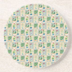 cactus love - watercolor coaster
