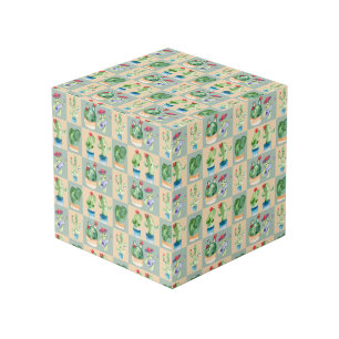 cactus love - watercolor cube