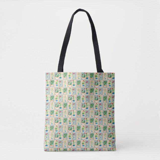 cactus love - watercolor tote bag (Front)