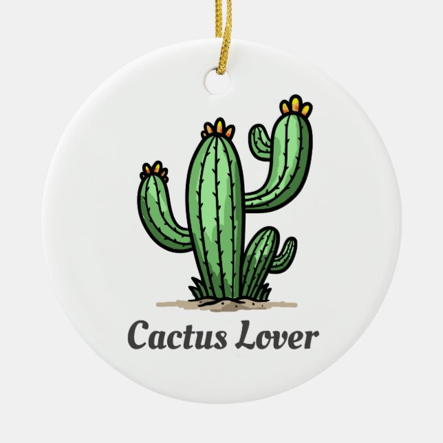Cactus Lover Ceramic Tree Decoration (Front)