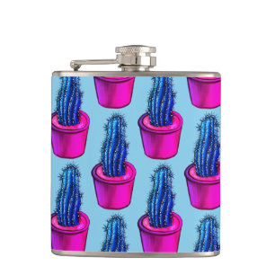 Cactus Lover Weird Potted Succulent Plant Pattern Hip Flask