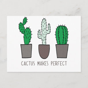 Cactus Makes Perfect Pun Postcard
