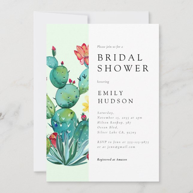Cactus Mexican Fiesta Bridal Shower Invitation (Front)