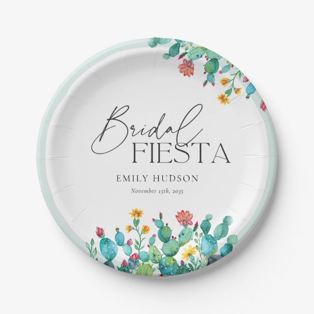 Cactus Mexican Fiesta Bridal Shower Paper Plate (Front)