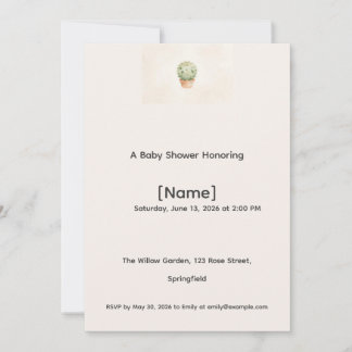 Cactus Mini Baby Shower Invitation, Editable Invitation