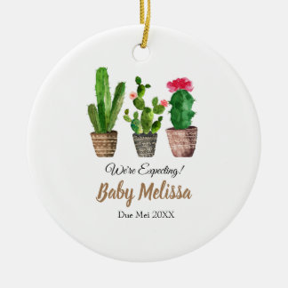 Cactus Minimalist We're Expecting Parents Gift Ceramic Tree Decoration