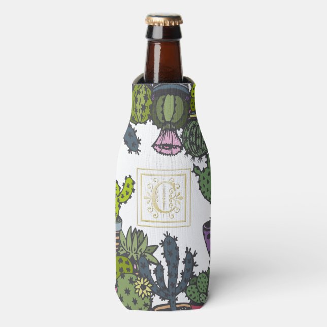 Cactus Monogram C Bottle Cooler (Bottle Front)