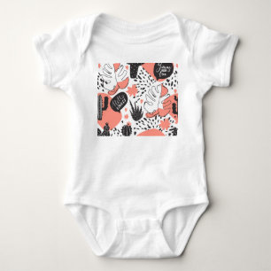 Cactus, monstera: modern seamless pattern. baby bodysuit
