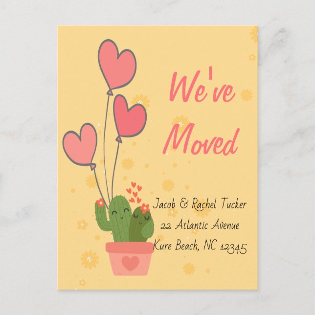 Cactus moving card we have moved  Moving Announcem (Front)