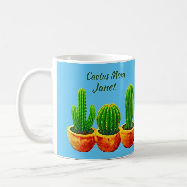 Cactus Mum Personalised Coffee Mug Cup (Left)