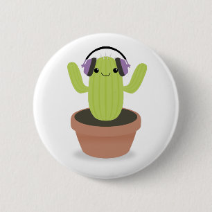 Cactus music fan 6 cm round badge