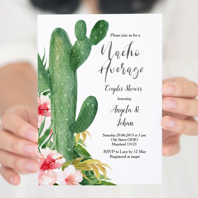 Cactus Nacho Average  Couples Shower Invitation (Creator Uploaded)